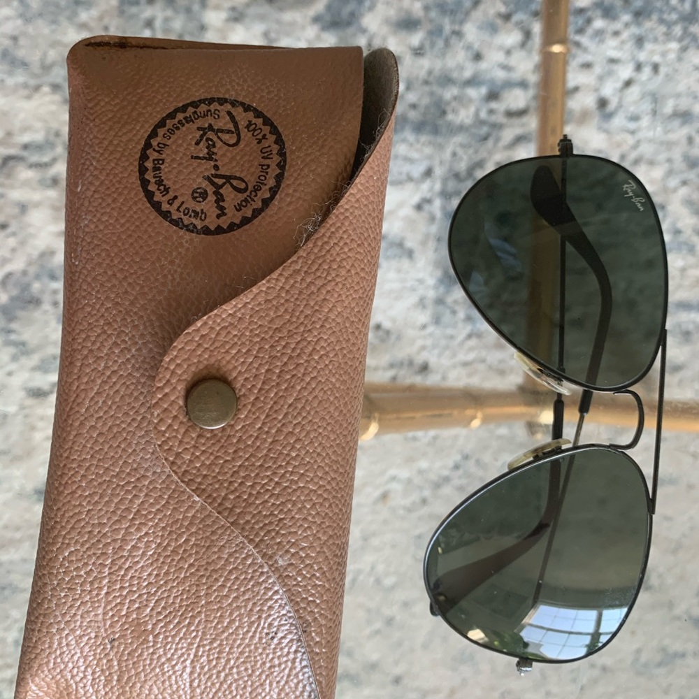 Ray-Ban Vintage Black Aviator Sunglasses